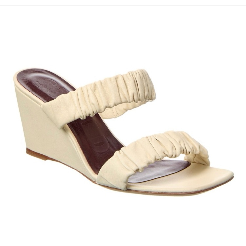 STAUD Cream Frankie Wedge Sandals 38.5